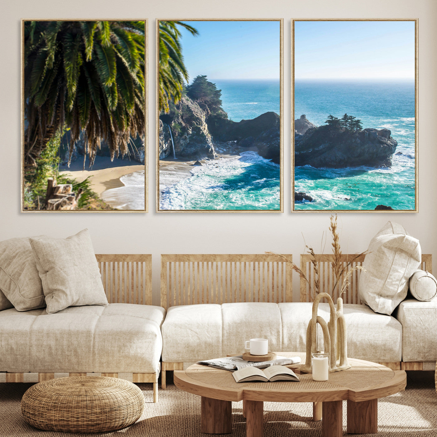 49714835-MGV-CV-36X24-Big Sur Photography Wall Art Canvas Print, Framed California Coastline Art Picture Print, Tropical Seascape Perfect Coastal Minimalist Decor