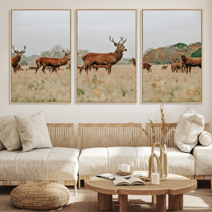 Rustic Deer Print Wall Art Canvas Print