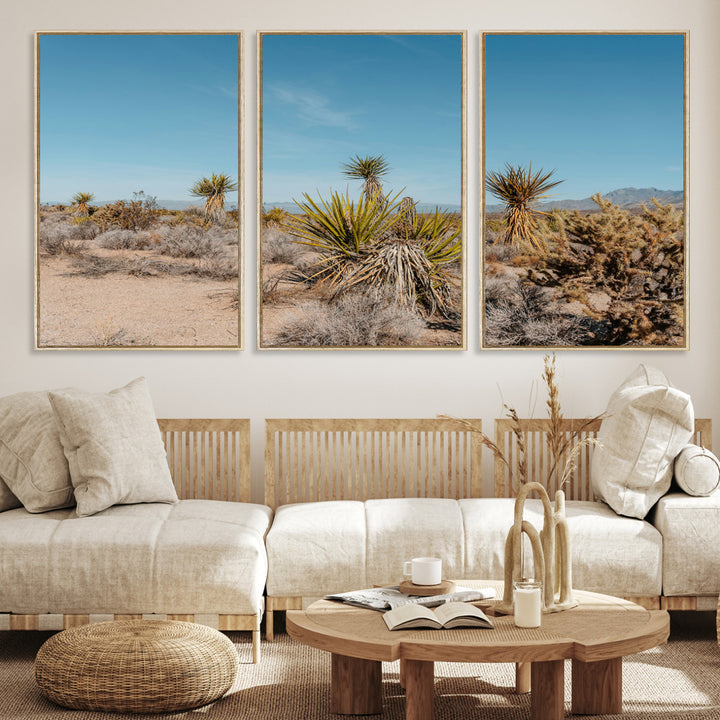 Joshua Tree Wall Art Canvas Print, Desert Landscape Print, Framed Warm Earth Tones Art Print, Large California Southwest Printing