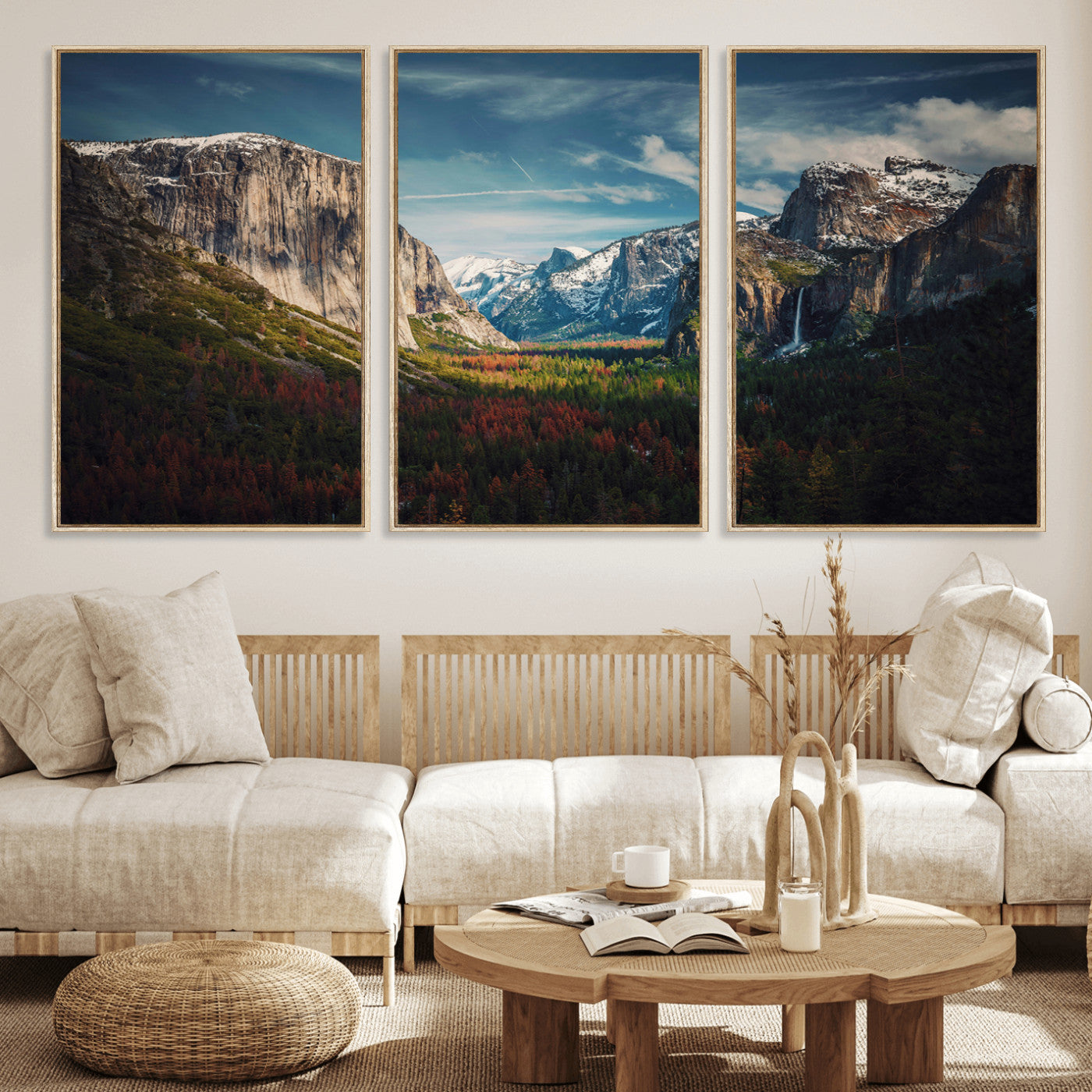 15244033-MGV-CV-36X24 - Yosemite National Park Wall Art – Framed Mountain Landscape El Capitan Canvas Print Scenic Decor for Home, Office Decor