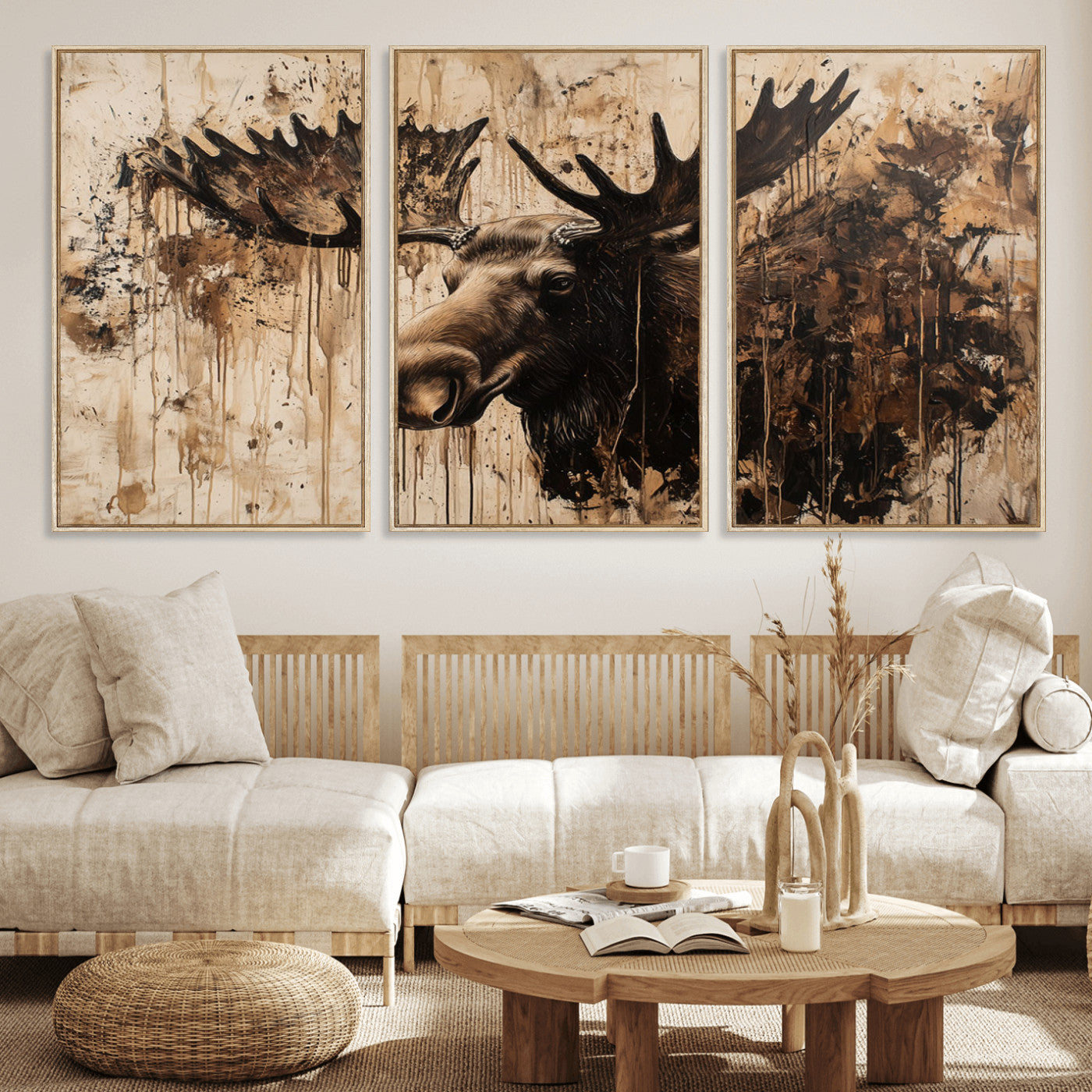 83505059-MGV-CV-36X24 - Moose Canvas Wall Art — Rustic Wildlife Painting Print | Cabin Lodge Decor | Large Animal Wall Art | Moose Gift for Him | Man Cave Art