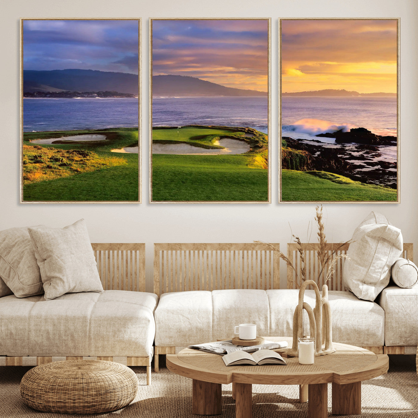 73699248-MGV-CV-36X24-Pebble Beach Golf Links Wall Art Canvas Print – Iconic Coastal Golf Course Artwork, Perfect for Office, Man Cave, or Golf Lover’s Decor
