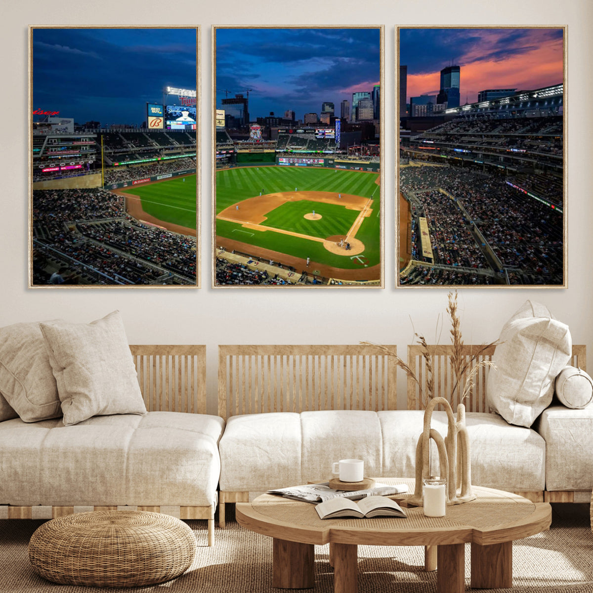 68222753-MGV-CV-36X24 - Target Field Wall Art Canvas Print, Baseball Stadium Scene