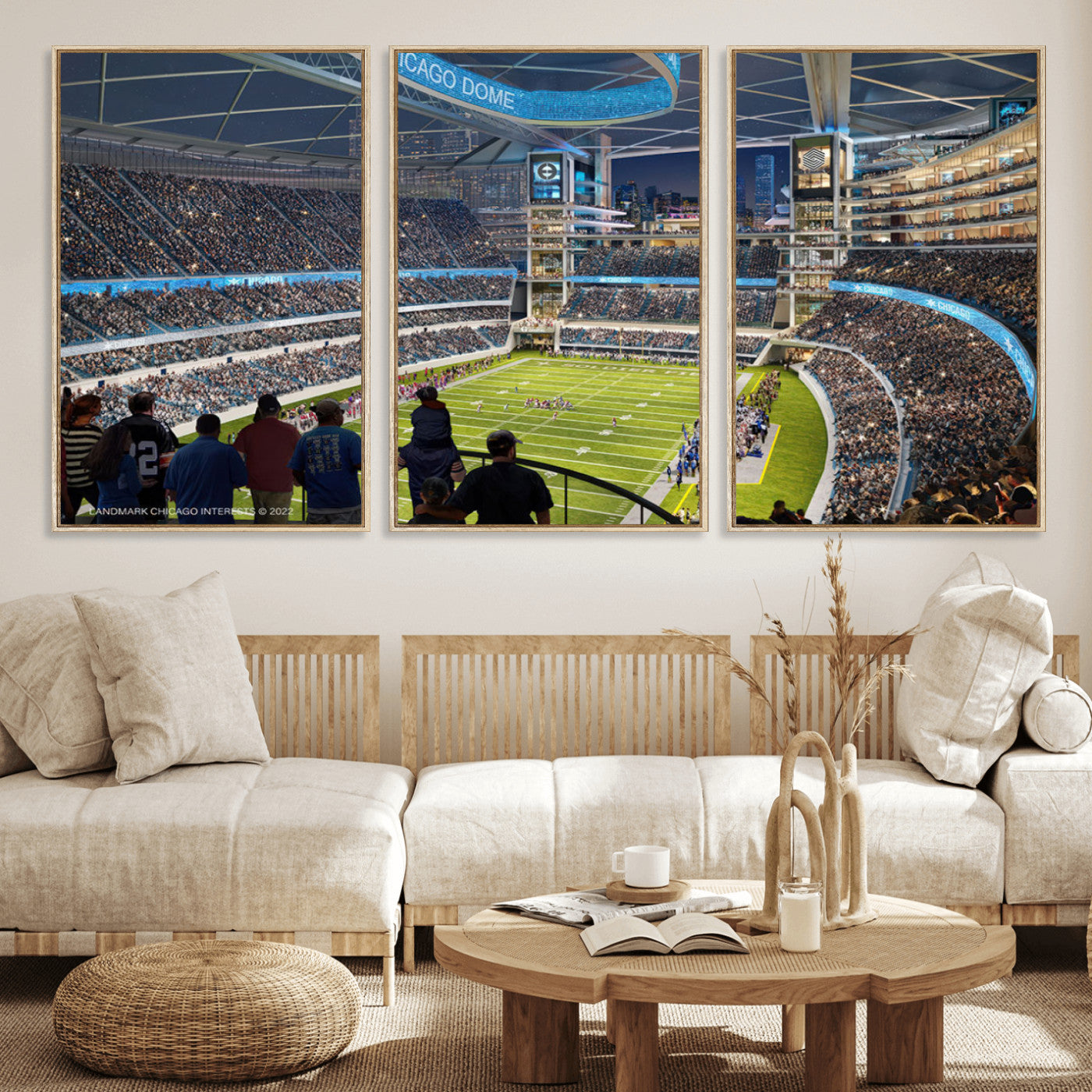 41816511-MGV-CV-36X24-Chicago Bears Soldiers Field Wall Art Canvas Print – Framed Football Stadium Artwork for Sports Fans, Soldier Field Skyline Canvas Decor for Game Room or Man Cave