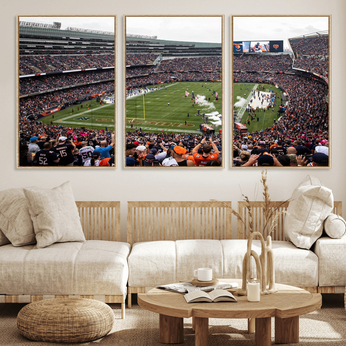 18347149-MGV-CV-36X24 - Chicago Bears Soldier Field Wall Art Canvas Print – Framed Football Stadium Artwork Team Spirit for home, office