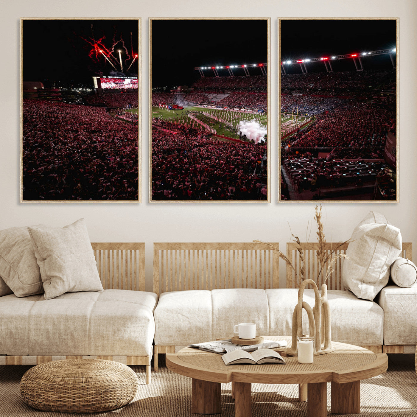 60690191-MGV-FC-60X30-3P - William Brice Stadium Wall Art Print – Baseball Game Room Artwork Print for Basement Dorm, Home, Office