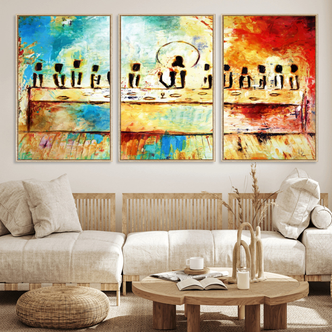 MGV-FC-60X30-3P - Abstract Last Supper with Apostles Wall Art Canvas Print