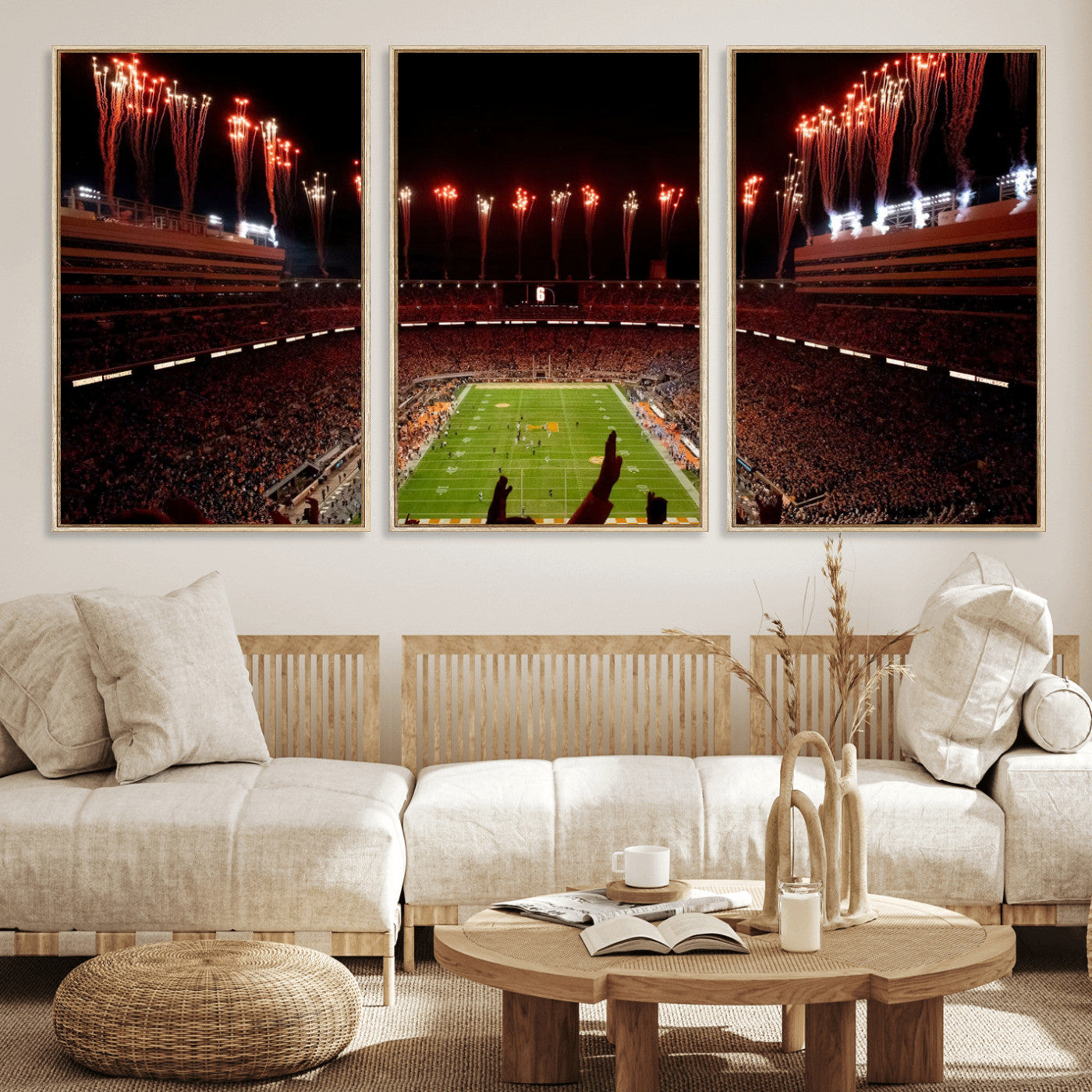 73358115-MGV-FC-60X30-3P - Tennessee Neyland Stadium Wall Art, Sports Arena Canvas Print, Panoramic Stadium Canvas Artwork for Home, Office