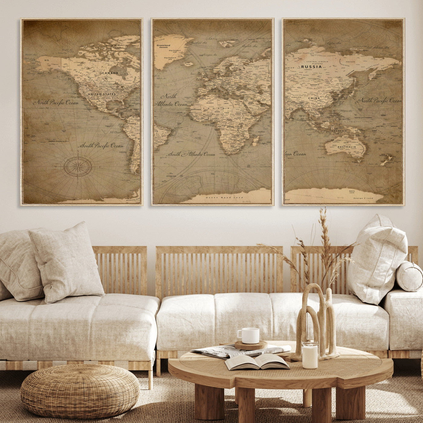 49946617-MGV-CV-36X24 - World Map Wall Art Canvas Print, Modern Decorative Framed Map Artwork Prints for Living Room, Office, Bedroom Wall Decor