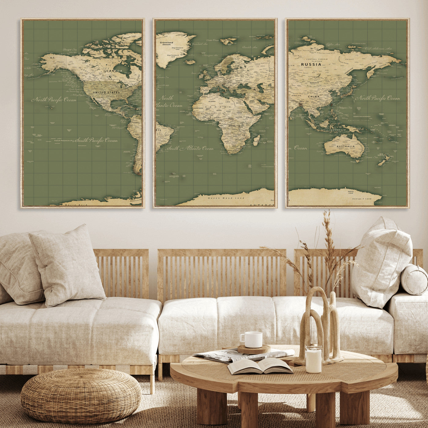 13750241-MGV-CV-36X24 - World Map Wall Art Canvas Print, Modern Decorative Framed Map Artwork Prints for Living Room, Office, Bedroom Wall Decor