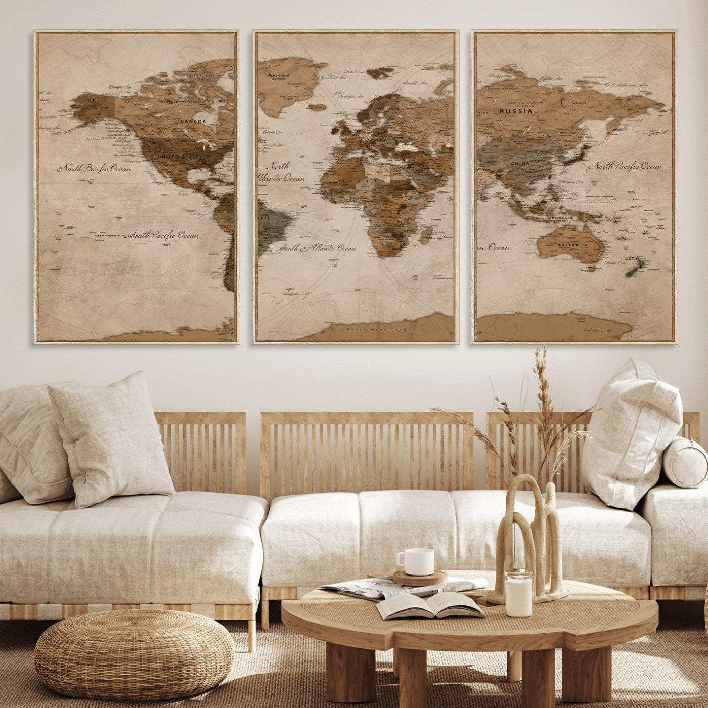 40064188-MGV-CV-36X24 - World Map Wall Art Canvas Print, Modern Decorative Framed Map Artwork Prints for Living Room, Office, Bedroom Wall Decor