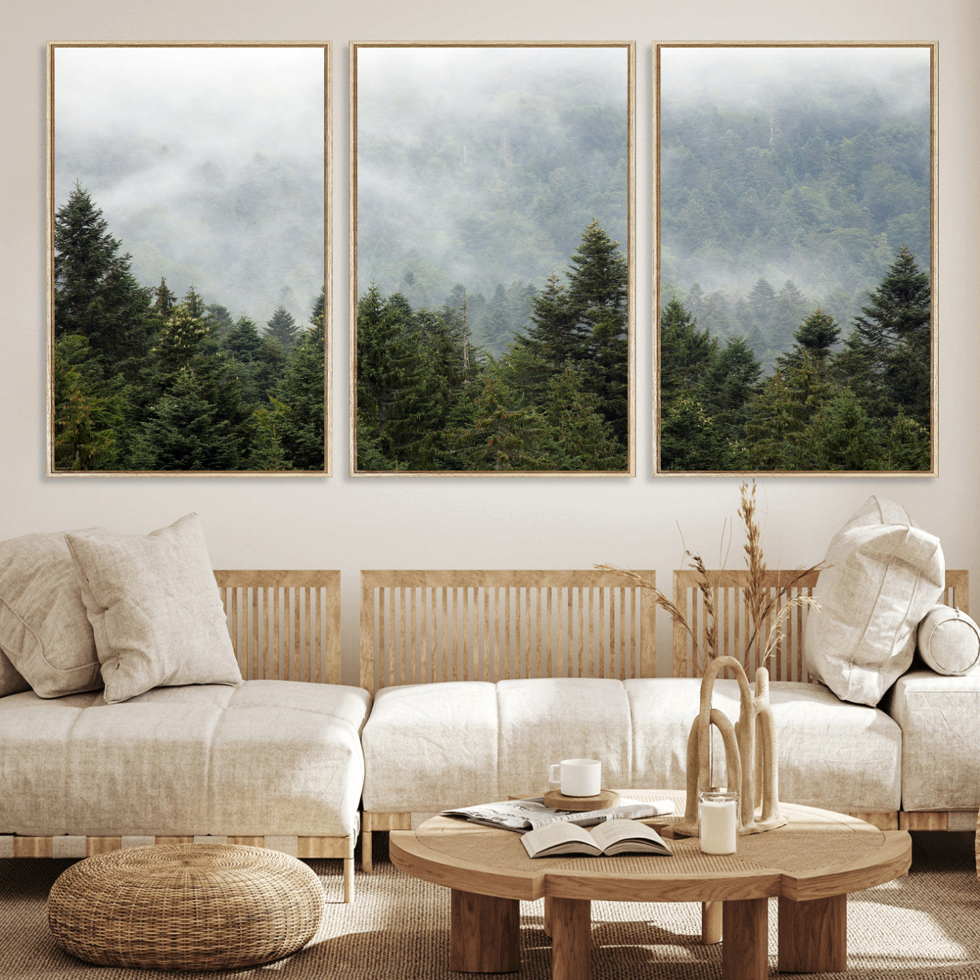 37010054-MGV-CV-36X24 - Misty Mountain Forest Wall Art Canvas Print