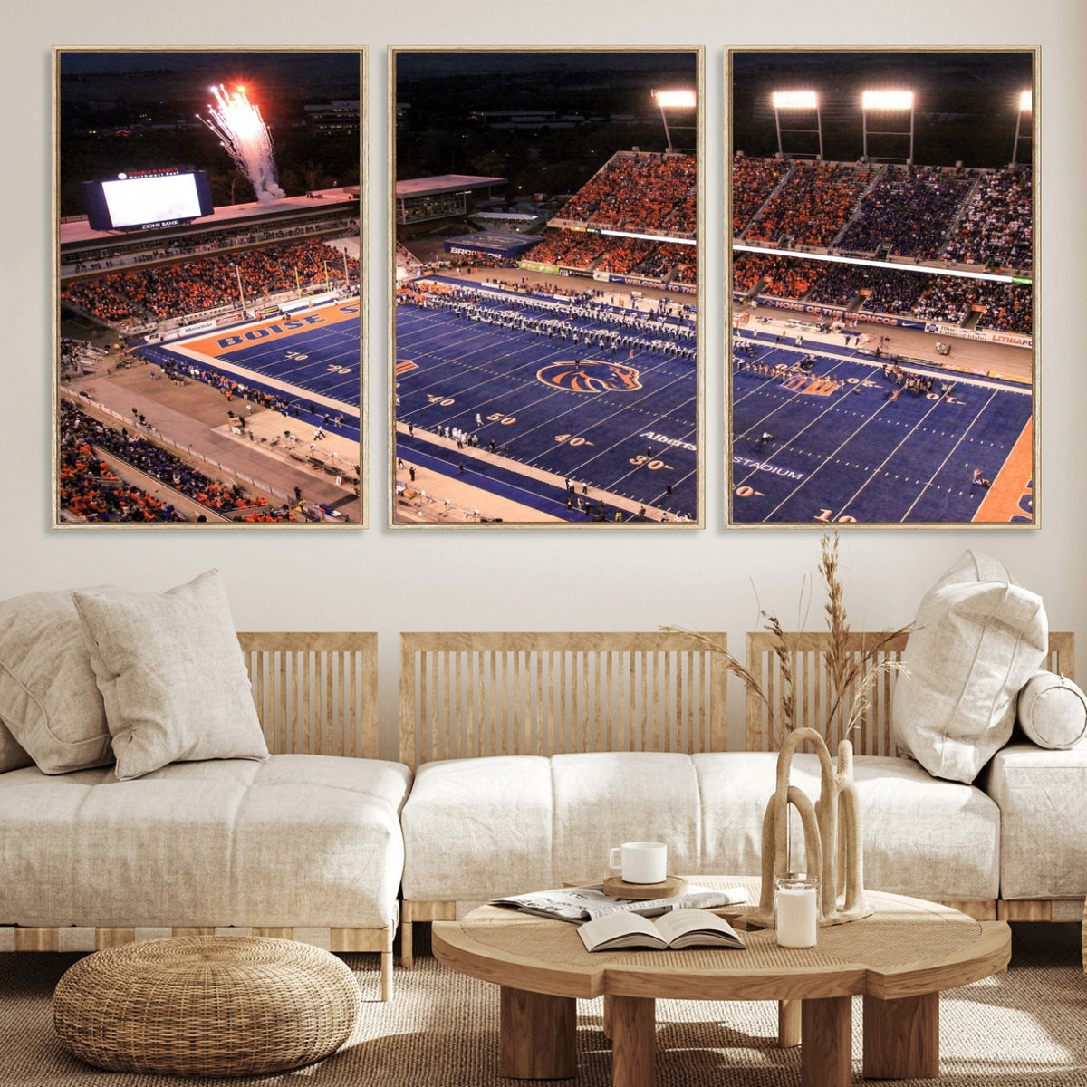 58849575-MGV-CV-36X24 - Boise State Stadium Large Wall Art Canvas Print for Living Room and Game Room Decor