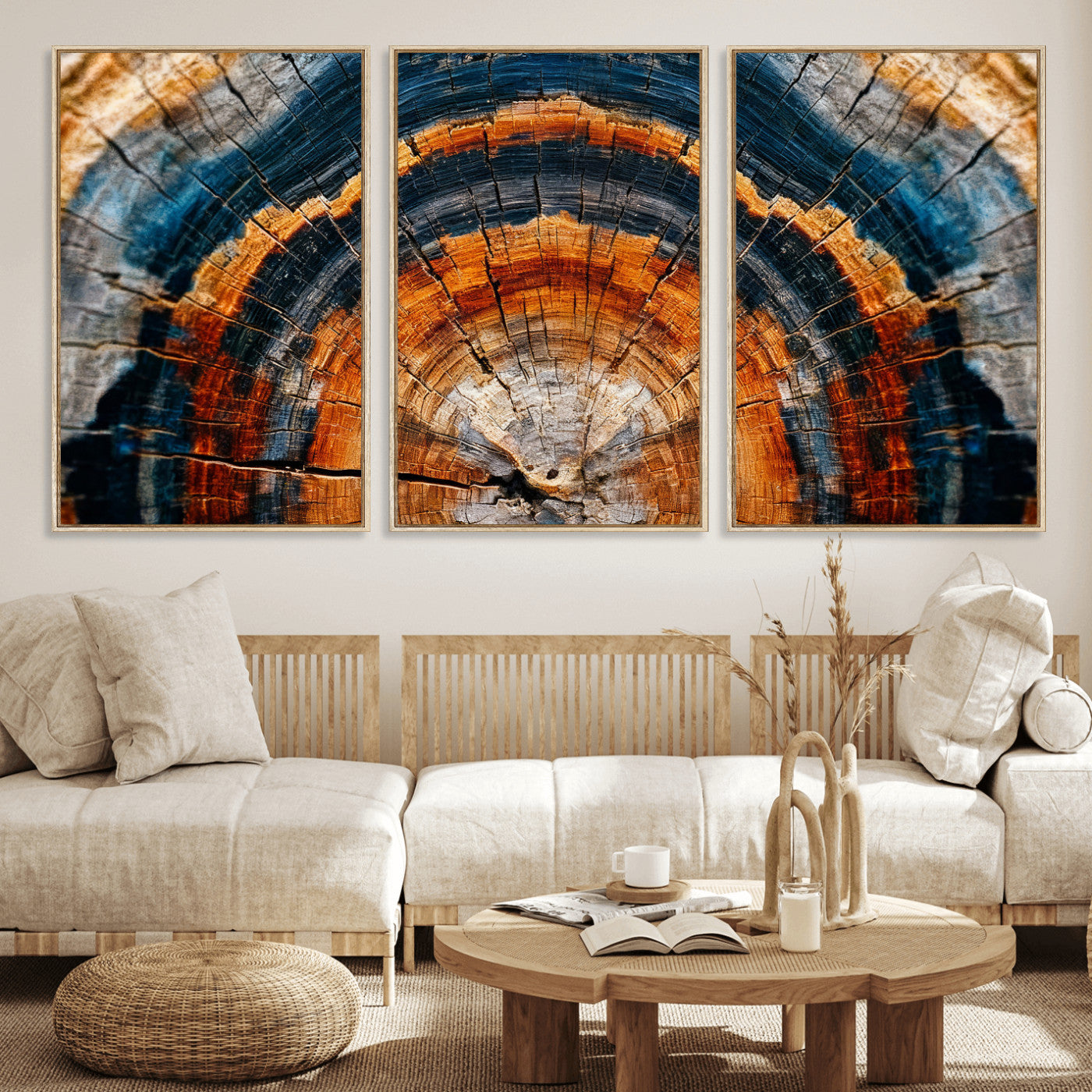 92693966N-MGV-CV-36X24 - Abstract Wood Grain Canvas Print, Tree Ring Pattern Wall Art, Framed Canvas Ready to Hang