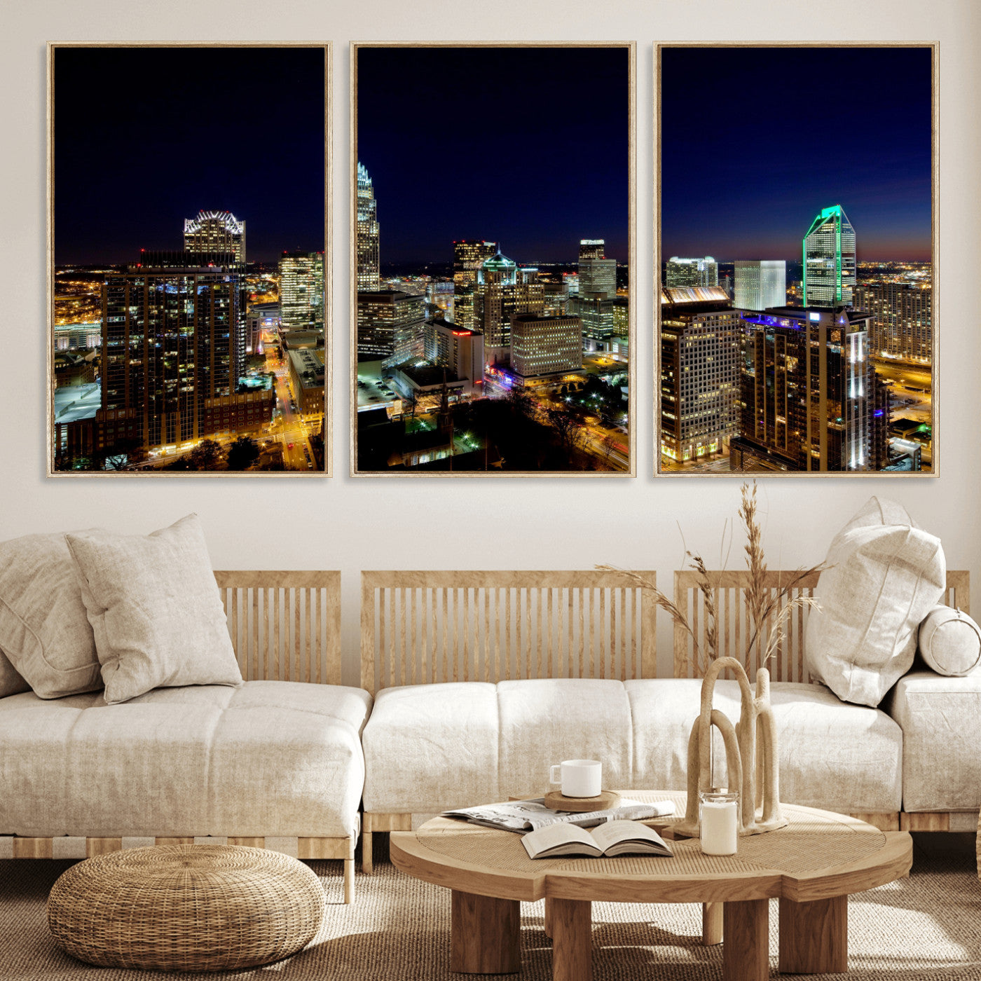 47163738-MGV-CV-36X24 - Atlanta Skyline Wall Art Canvas Print, Atlanta Downtown Night Cityscape Print for Modern Urban Wall Decor