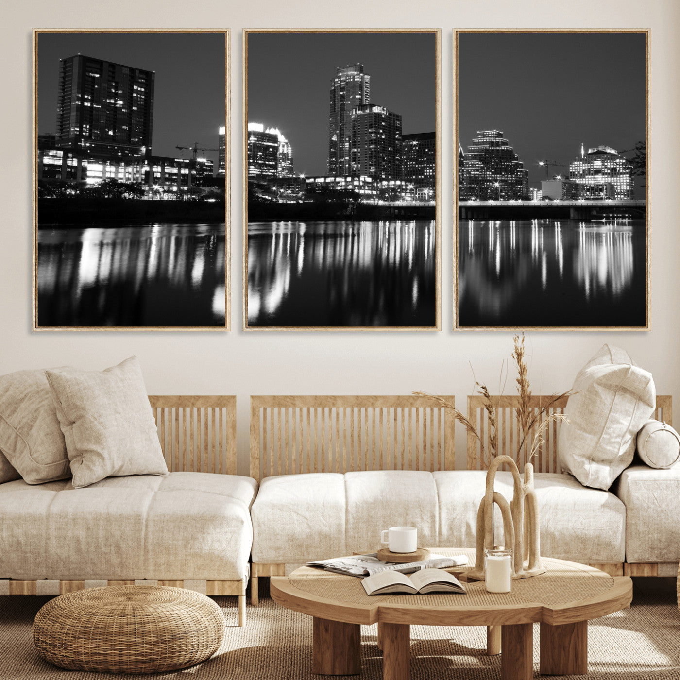 38129554-MGV-CV-36X24 - Austin Skyline Wall Art Canvas Print, Austin Downtown Night Cityscape Print for Modern Urban Wall Decor