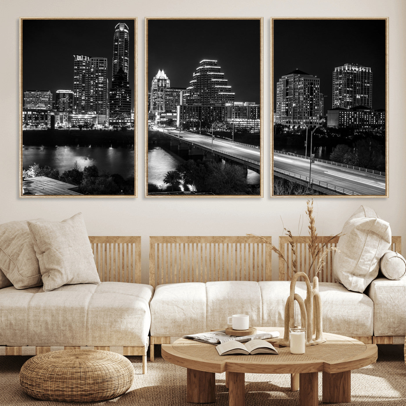 37531750-MGV-CV-36X24 - Austin Skyline Wall Art Canvas Print, Austin Downtown Night Cityscape Print for Modern Urban Wall Decor
