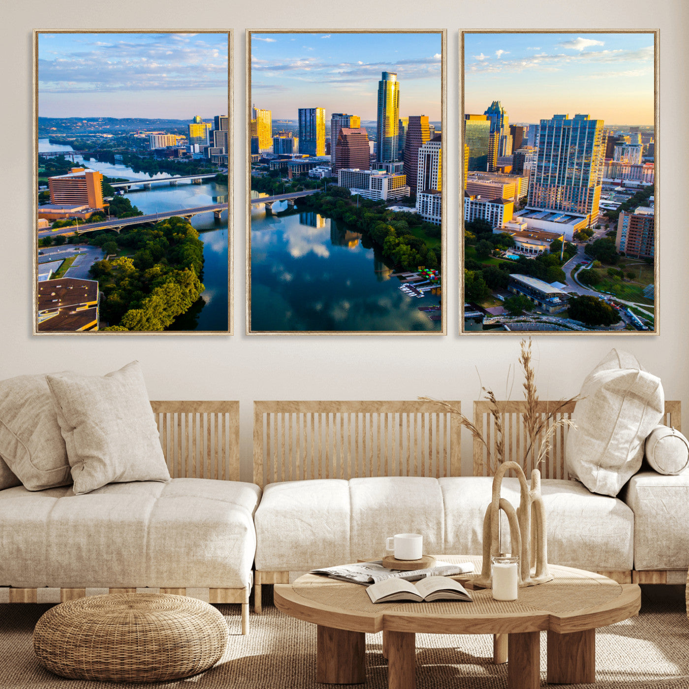 33675326-MGV-CV-36X24 - Austin Skyline Wall Art Canvas Print, Austin Downtown Night Cityscape Print for Modern Urban Wall Decor