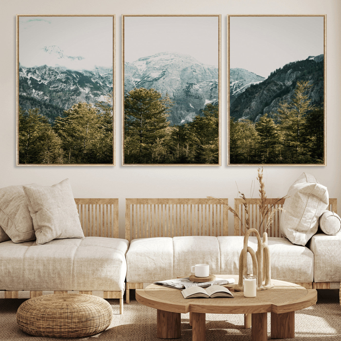 48479662-MGV-CV-36X24 - Mountain Forest Wall Art Canvas Print, Alpine Landscape Nature Photography, Moody Wilderness Wall Decor