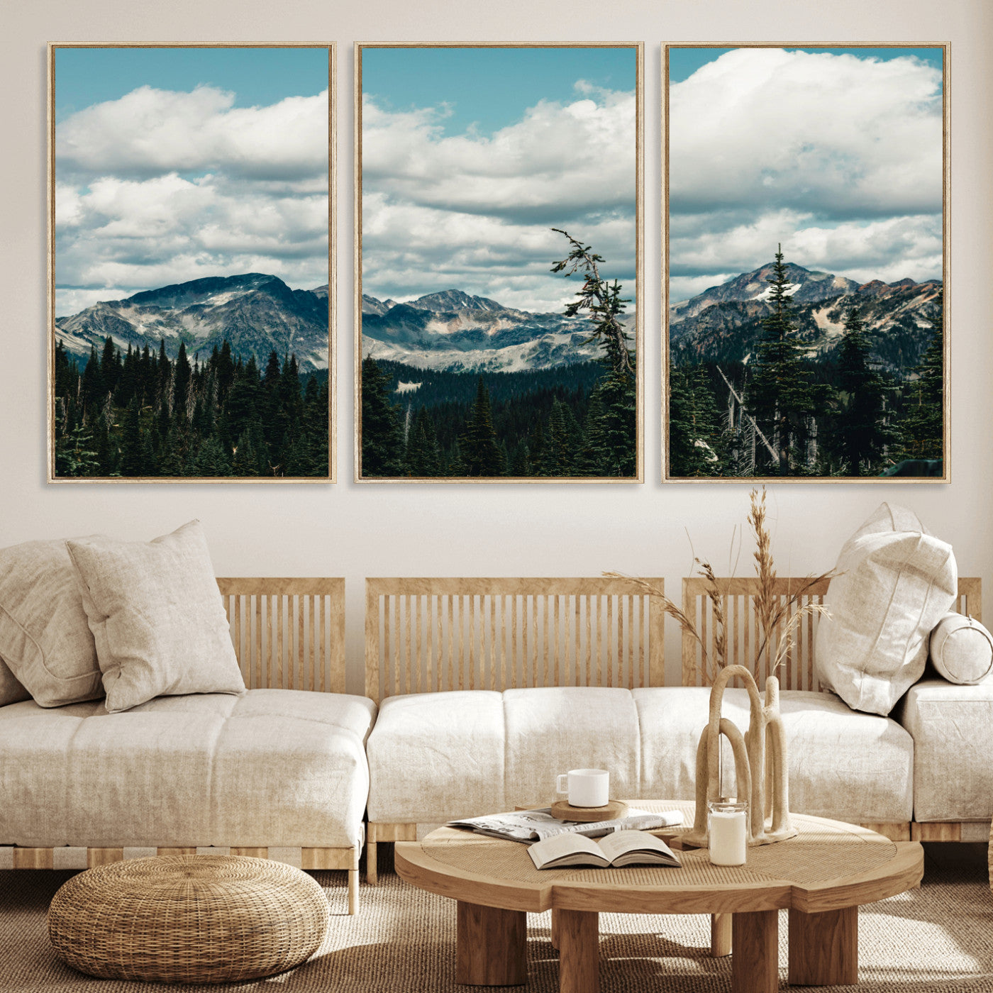 30416773-MGV-CV-36X24 - Mountain Forest Wall Art Canvas Print, Alpine Pine Tree Landscape Photography, Scenic Wilderness Mountain View, Nature Wall Decor