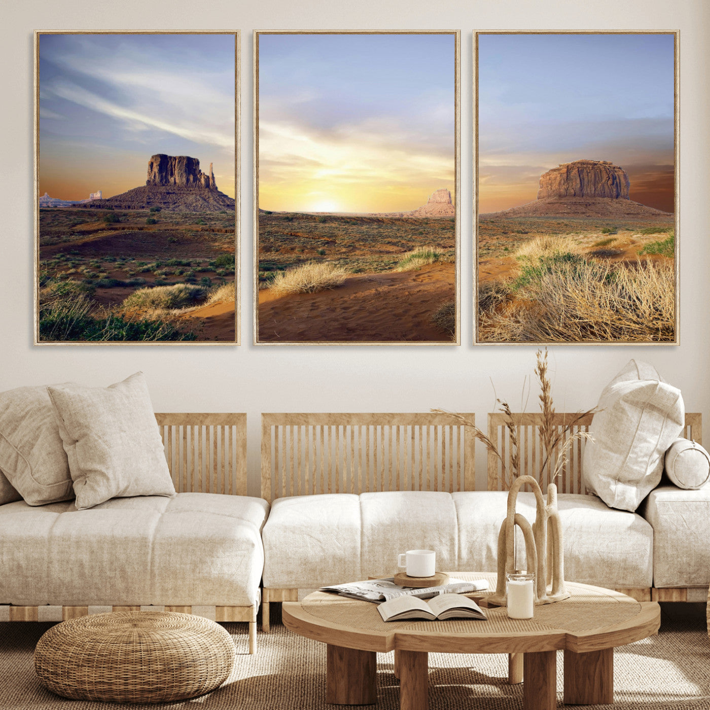 14901845-MGV-CV-36X24 - Monument Valley Desert Landscape Wall Art Canvas Print, Southwest Desert Rock Formation Canvas Print, Western Red Rock Panorama Art Printing