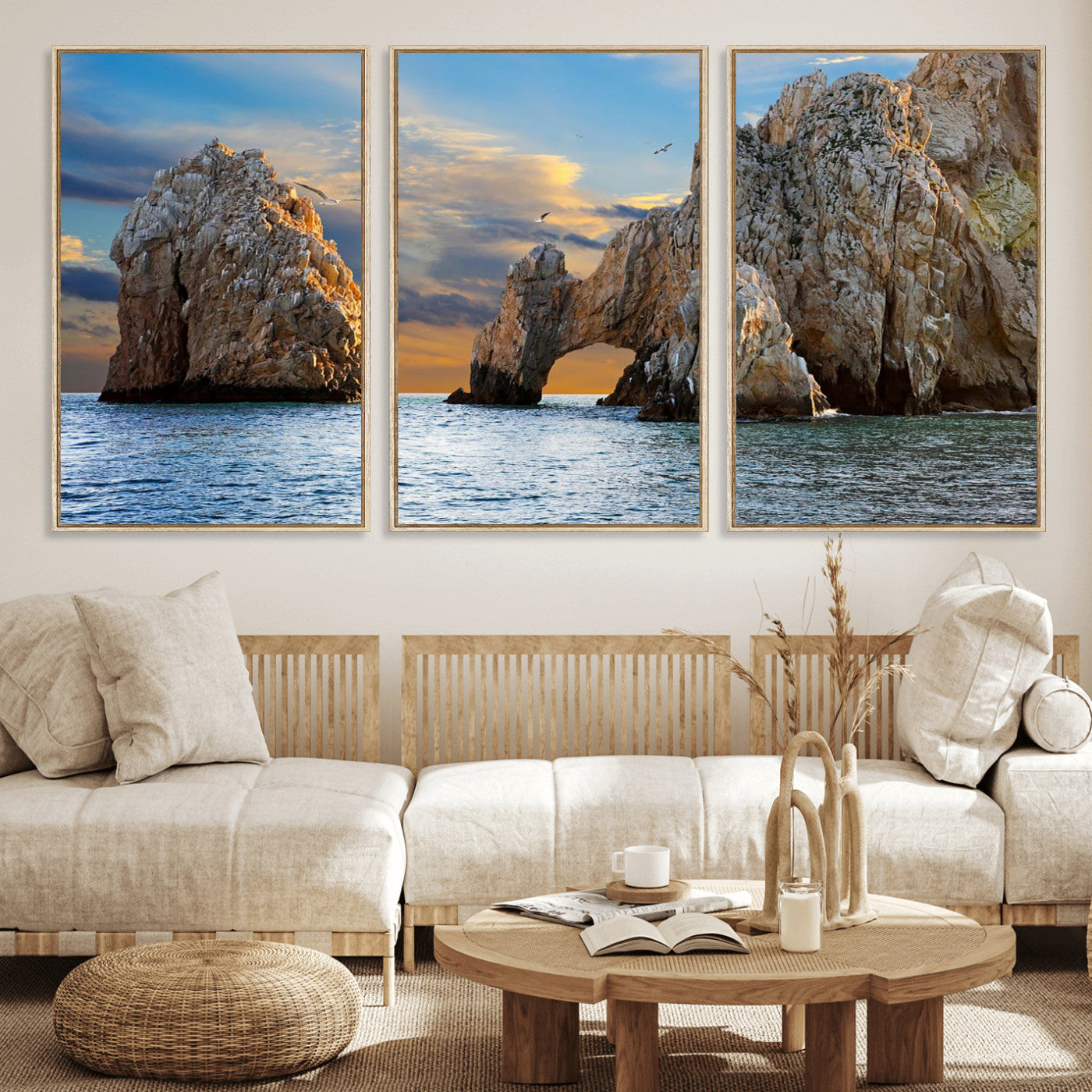 63505689-MGV-CV-36X24 - El Arco Cabo San Lucas Ocean Arch Wall Art Canvas Print, Baja California Rock Arch Seascape Canvas Print, Mexico Coastal Landmark Scenic Art Printing