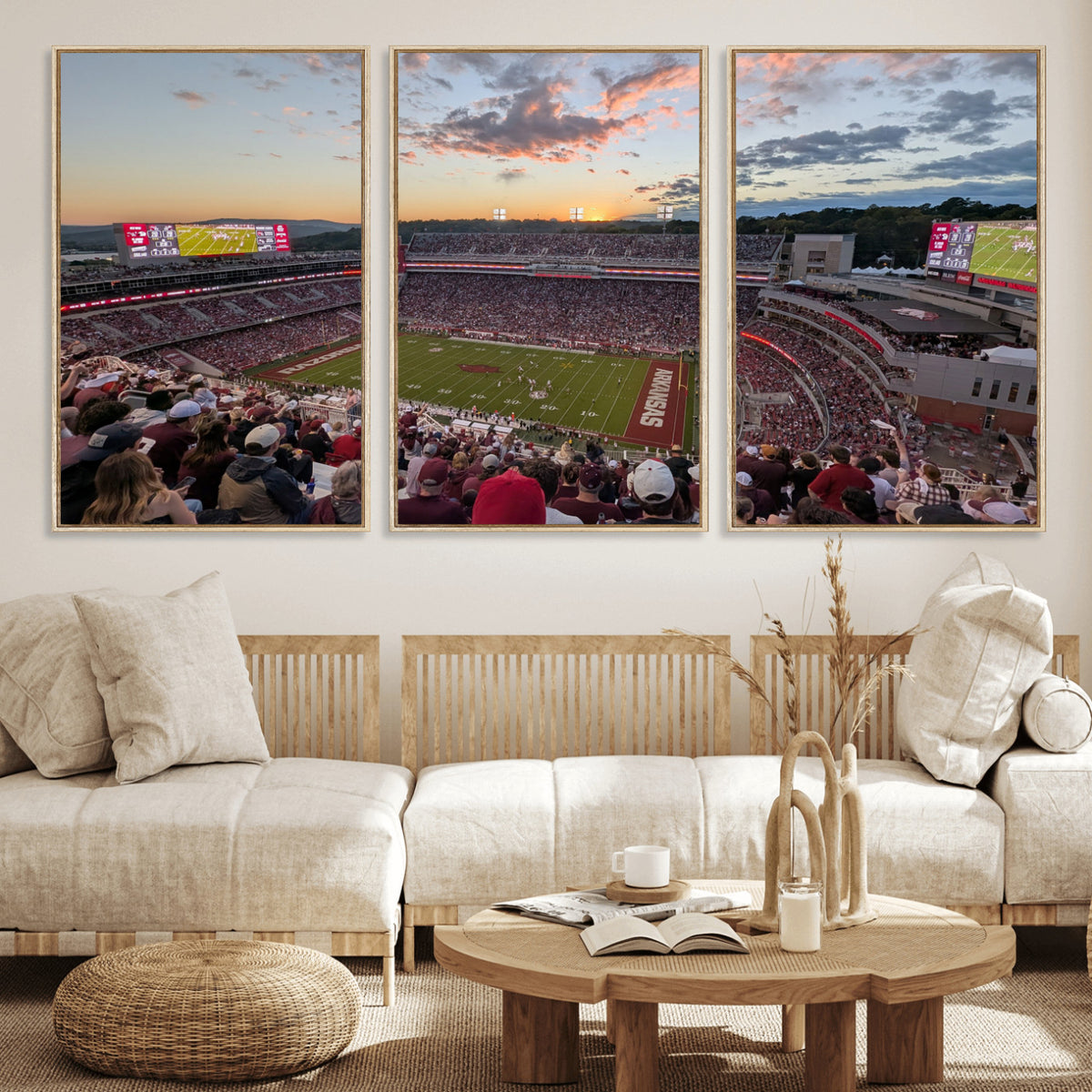 71837429-MGV-CV-36X24 - Donald W. Reynolds Razorback Stadium Wall Art Canvas Print – Arkansas Razorbacks Football Artwork for Home, Office, and Sports Room Decor