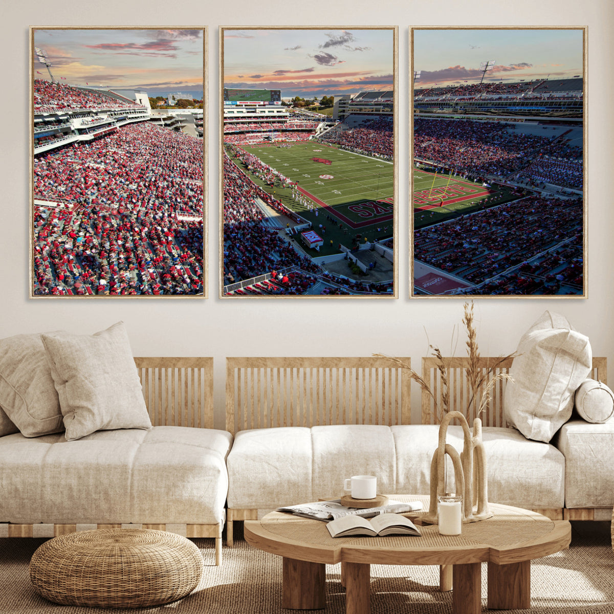 46571211-MGV-CV-36X24 - Donald W. Reynolds Razorback Stadium Wall Art Canvas Print – Arkansas Razorbacks Football Artwork for Home, Office, and Sports Room Decor