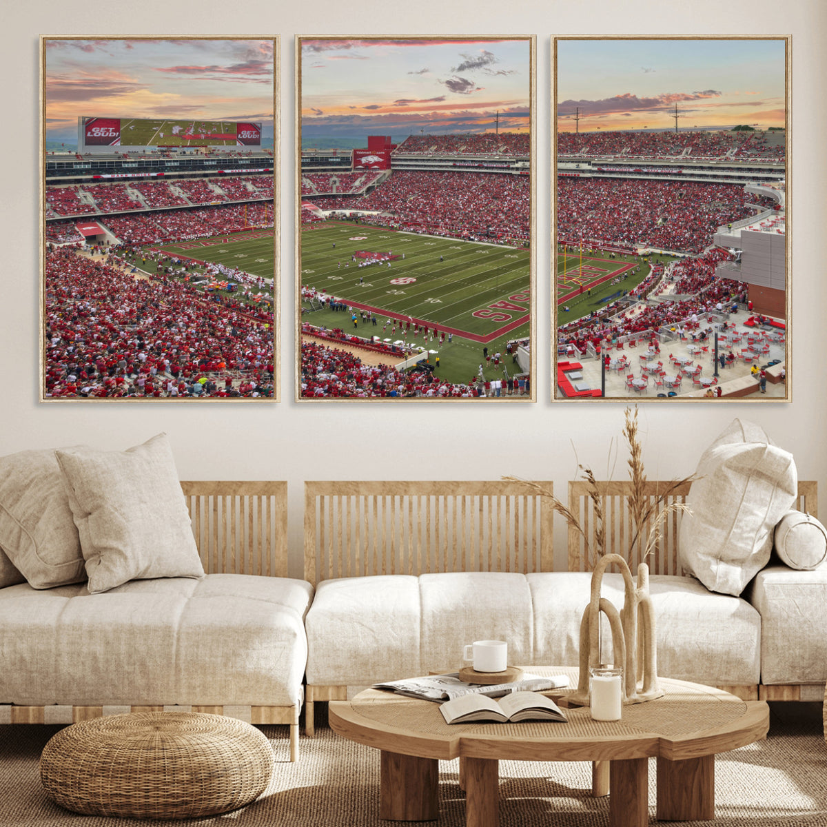 82233065-MGV-CV-36X24 - Donald W. Reynolds Razorback Stadium Wall Art Canvas Print – Arkansas Razorbacks Football Artwork for Home, Office, and Sports Room Decor