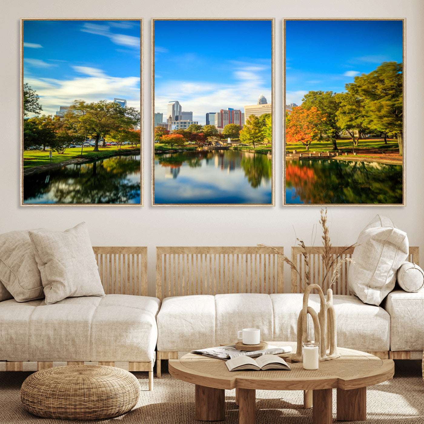 83254720-MGV-CV-36X24 - Charlotte Skyline Canvas Wall Art Print – North Carolina Cityscape Photography Print
