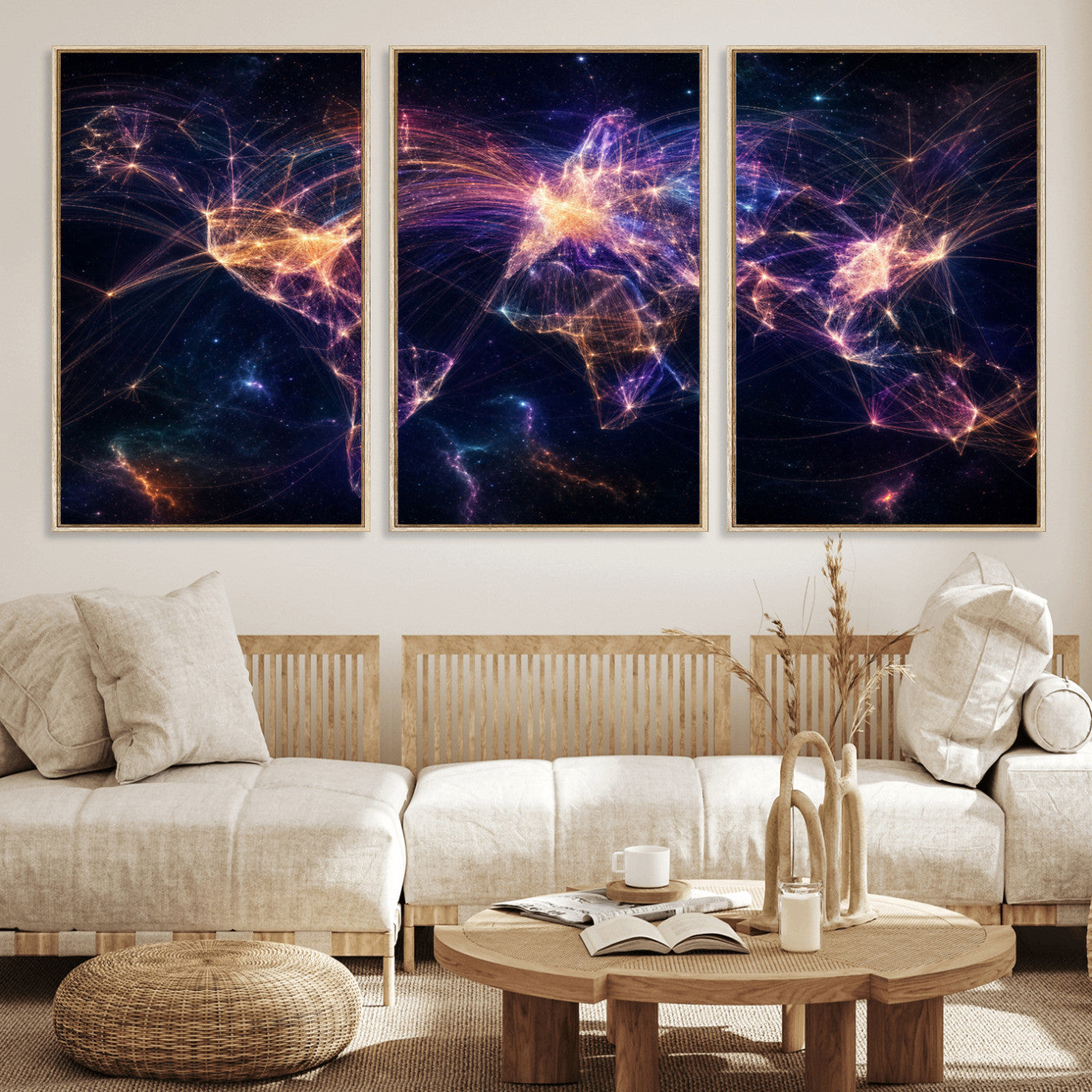 75155491-MGV-CV-36X24 - Global Flight Routes Map Canvas Wall Art, Worldwide Aviation Network Print, International Air Travel Wall Decor