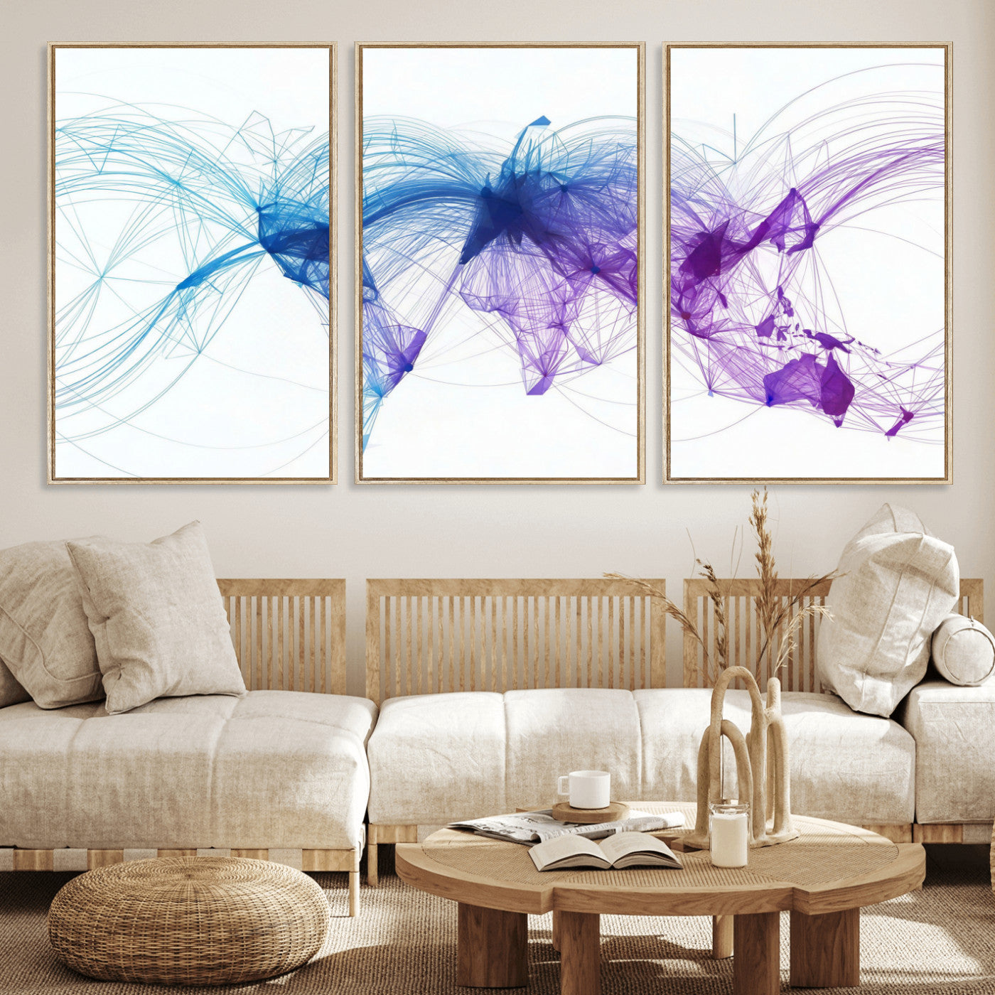 75155491-MGV-CV-48X32-3P - Global Flight Routes Map Canvas Wall Art, Worldwide Aviation Network Print, International Air Travel Wall Decor