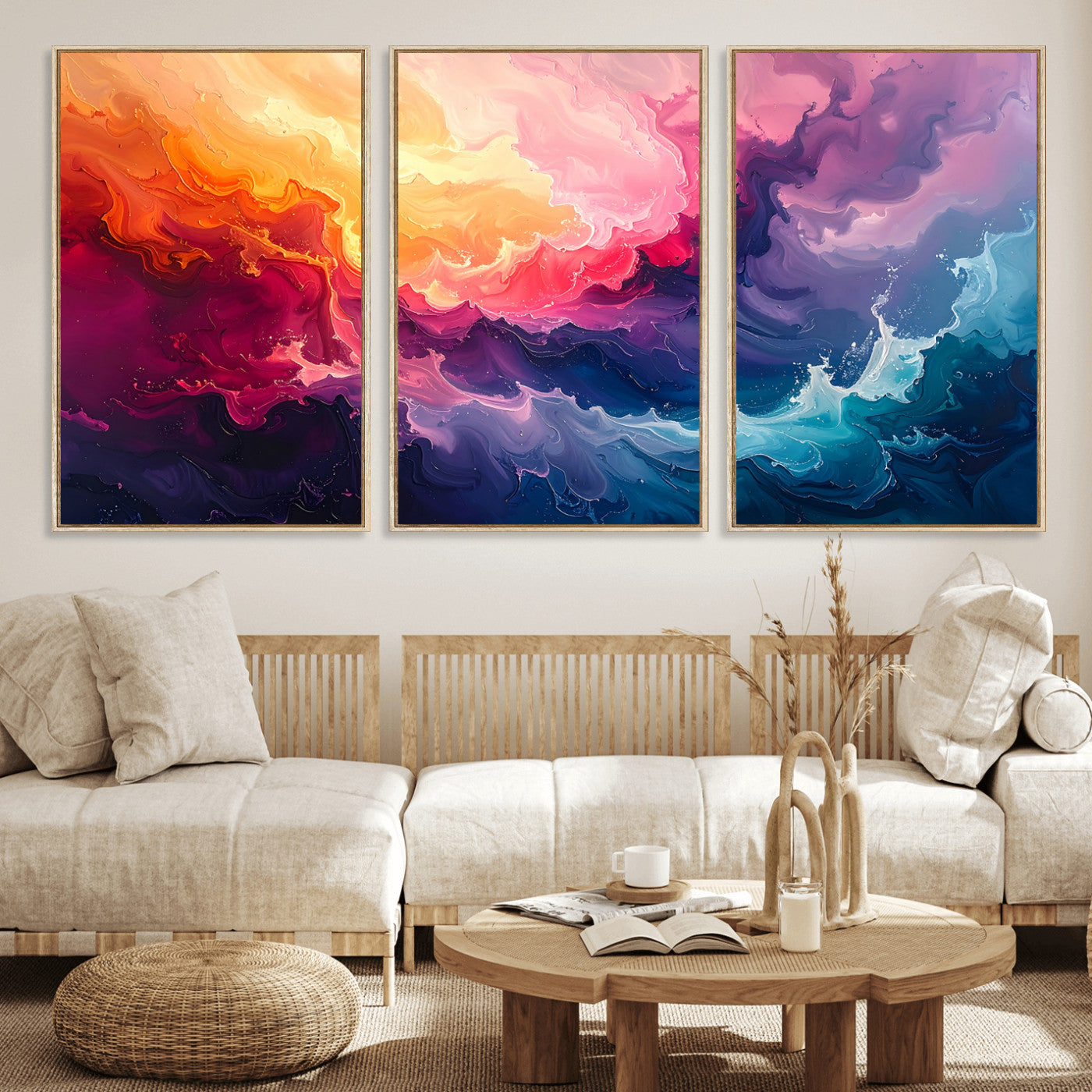 16157633-MGV-CV-36X24 - Large Colorful Abstract Canvas Wall Art Print, Vibrant Popup Color Art Print