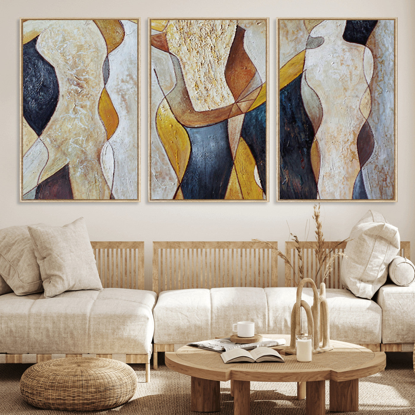 96079939-MGV-CV-36X24 - Mid Century Modern Figurative Canvas Wall Art Abstract Cubist Painting Print