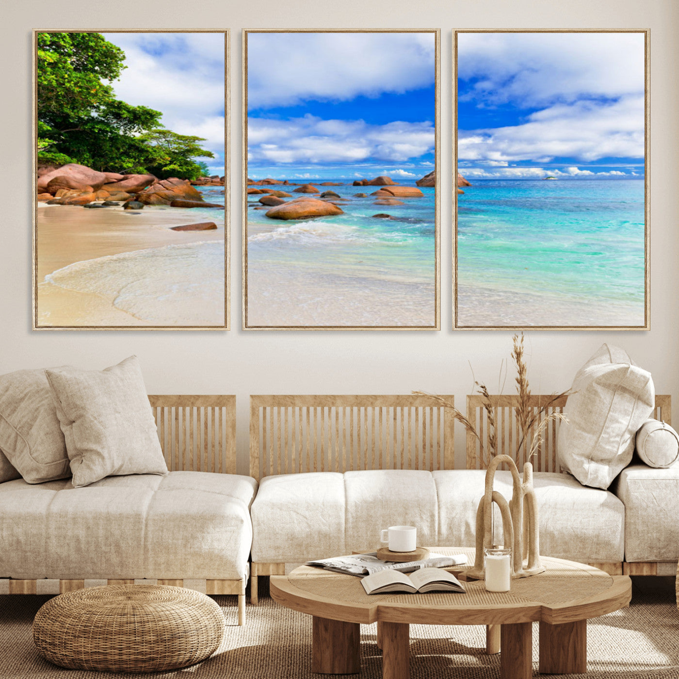 81980382-MGV-CV-36X24 - Seychelles Beach Canvas Wall Art - Anse Intendance Turquoise Ocean Print