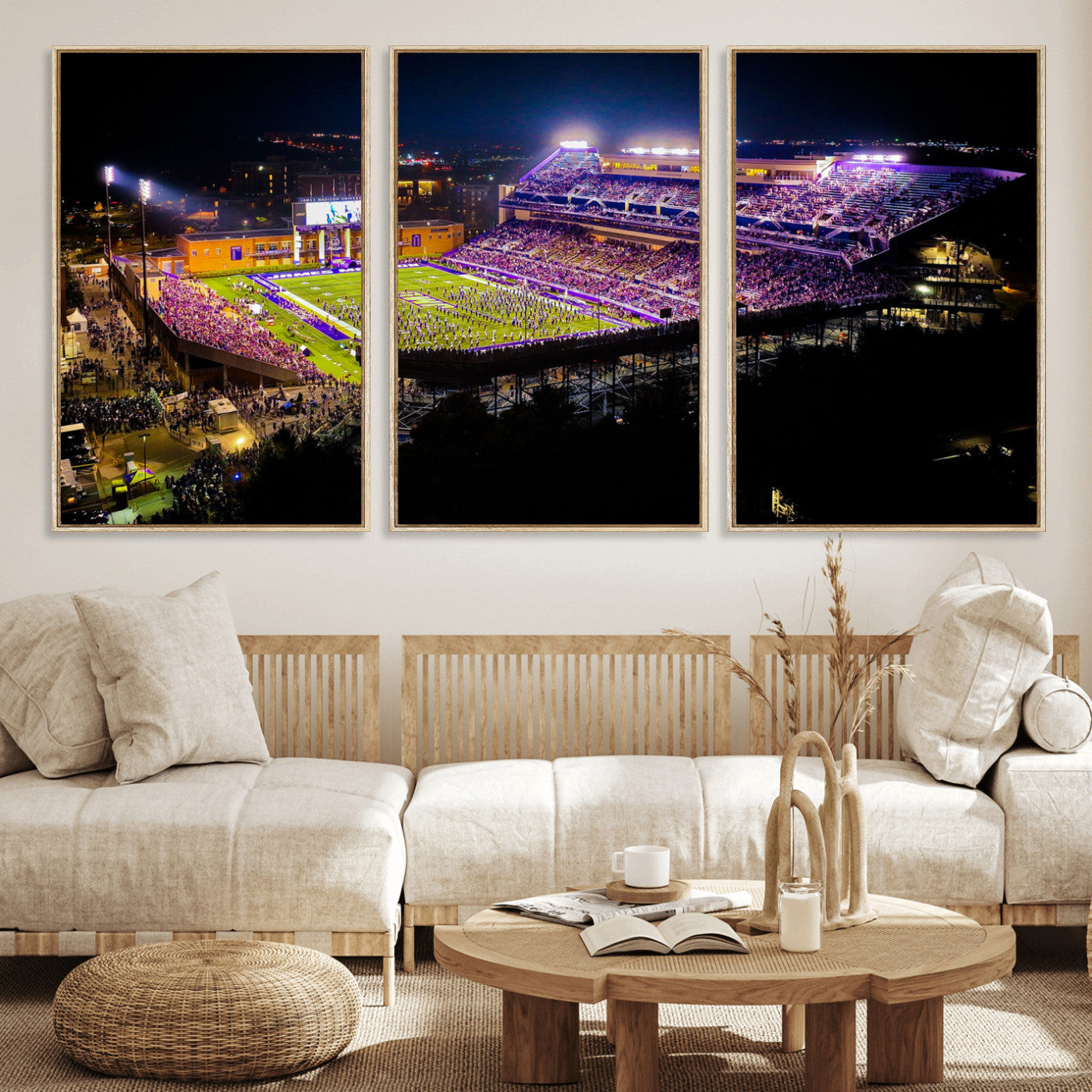 400867JMU2-MGV-CV-36X24 - JMU Stadium Wall Art Canvas Print for Game Room Decor - James Madison University Stadium