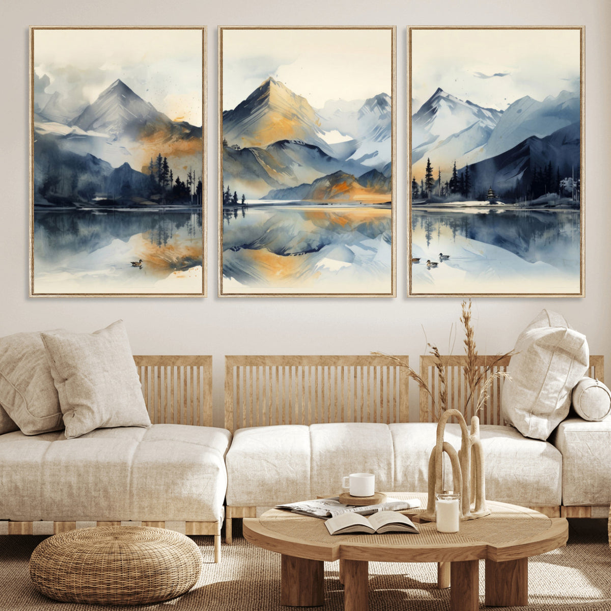 10196184T-MGV-CV-36X24 - Abstract Lake Mountain Wall Art Canvas Print