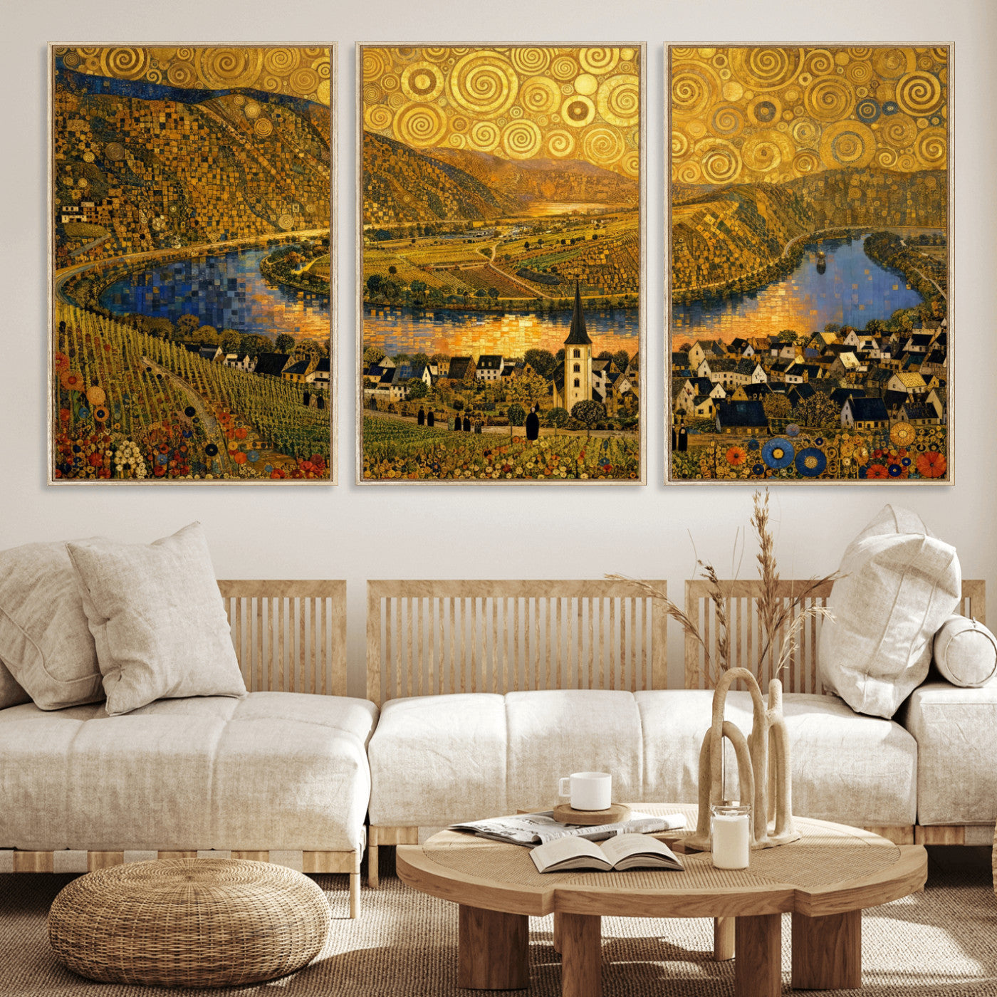 33713008-MGV-CV-36X24 - Gustav Klimt Style Mosel City Wall Art Canvas Print
