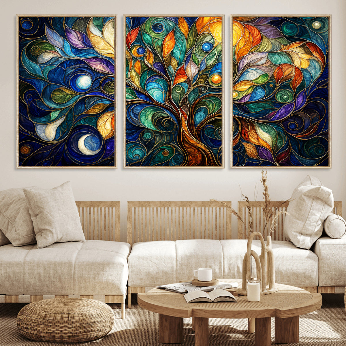 60127105-MGV-CV-36X24 - Psychedelic Tree Of Life Wall Art - Vibrant Swirl Cosmic Nature Decor