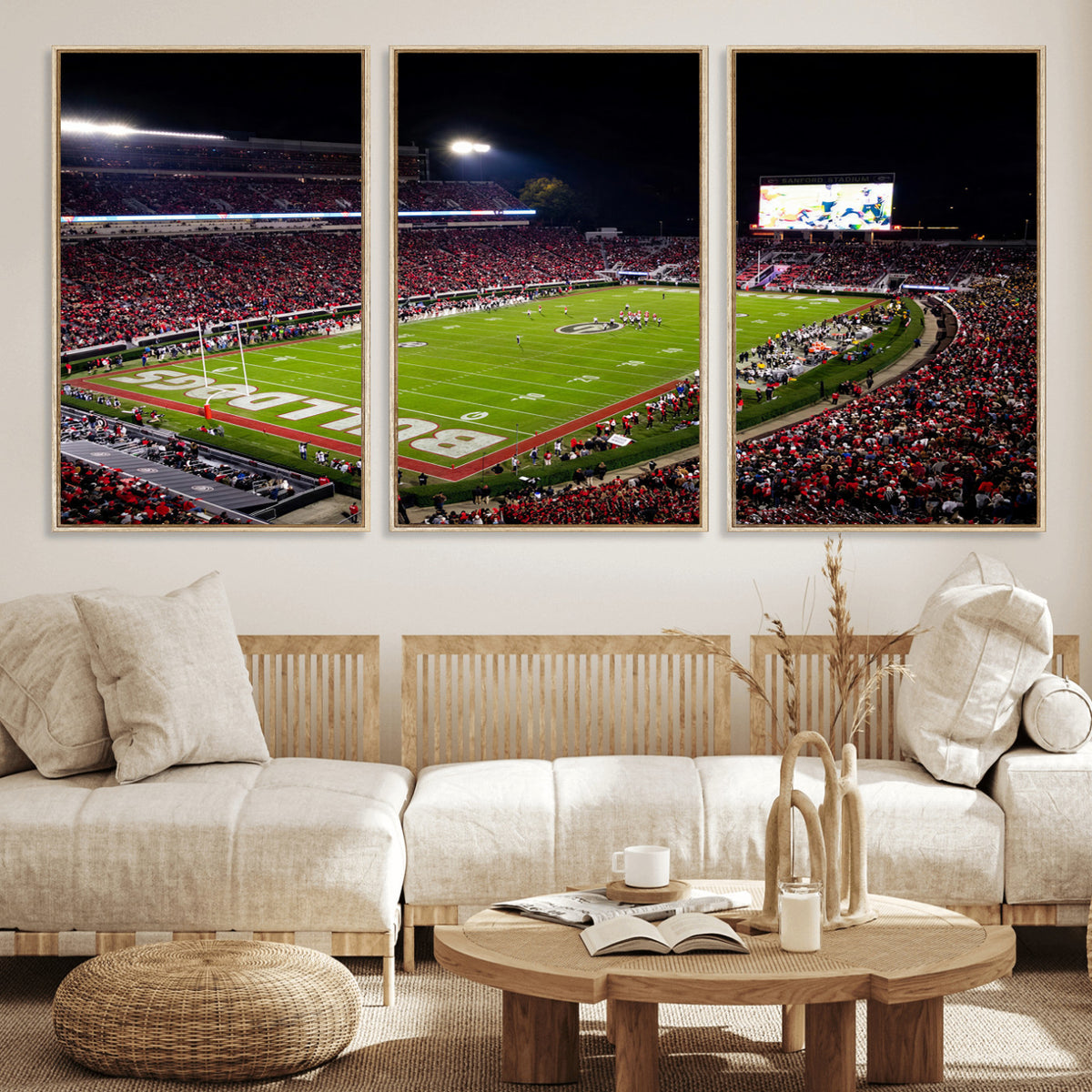 12753057-MGV-TP-30X20 - Sanford Stadium Night Game Canvas Wall Art - Georgia Bulldogs Football Stadium Print