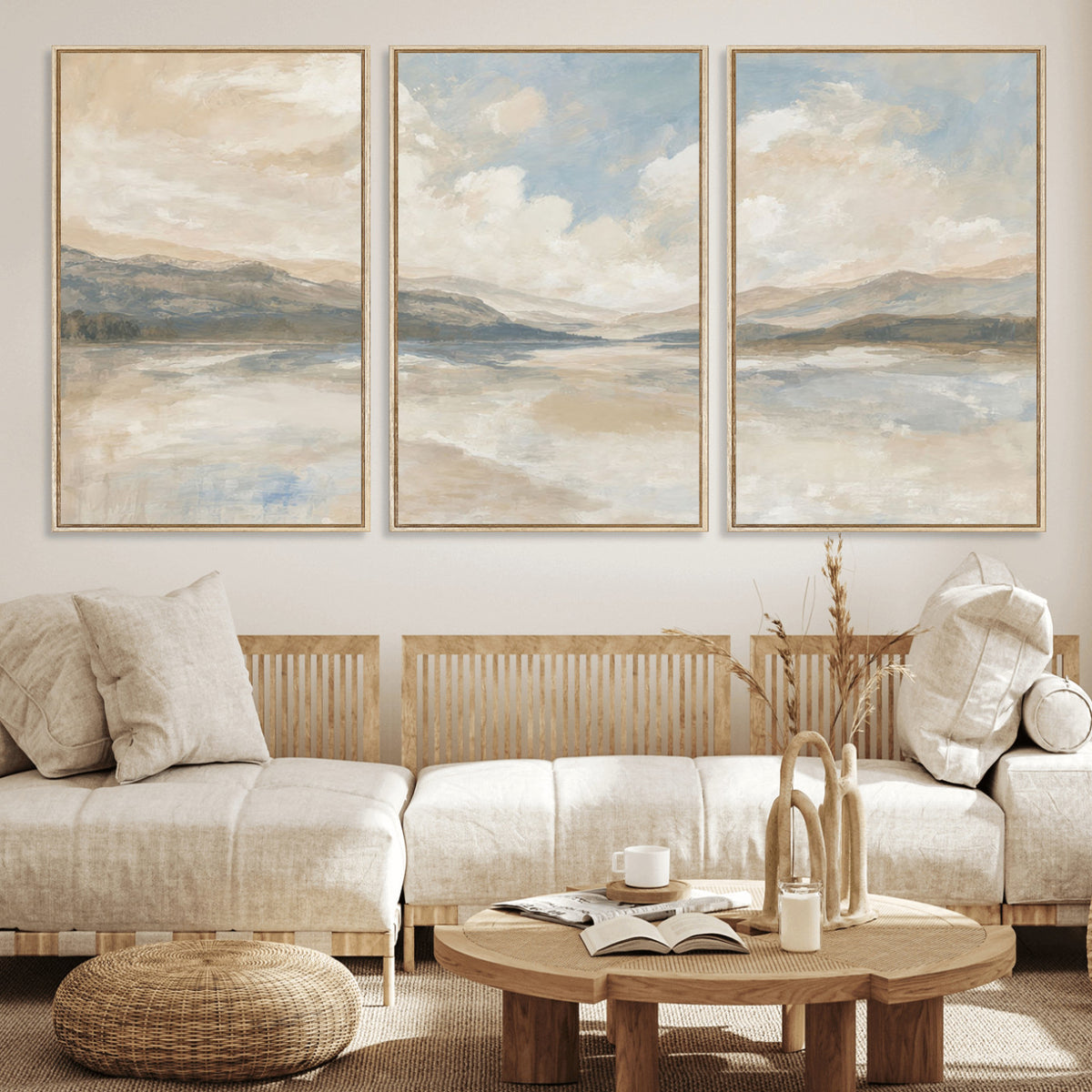 12998065-MGV-CV-36X24 - Serene Mountain and Lake Landscape Canvas Wall Art