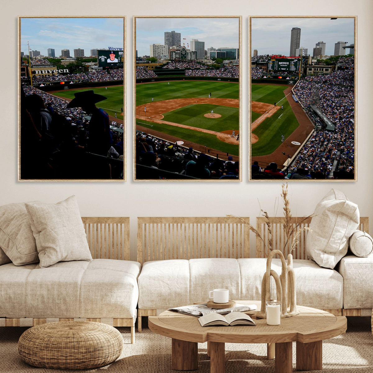 34859D-MGV-CV-36X24 - Chicago Cubs Baseball Team Print - Wrigley Field Stadium