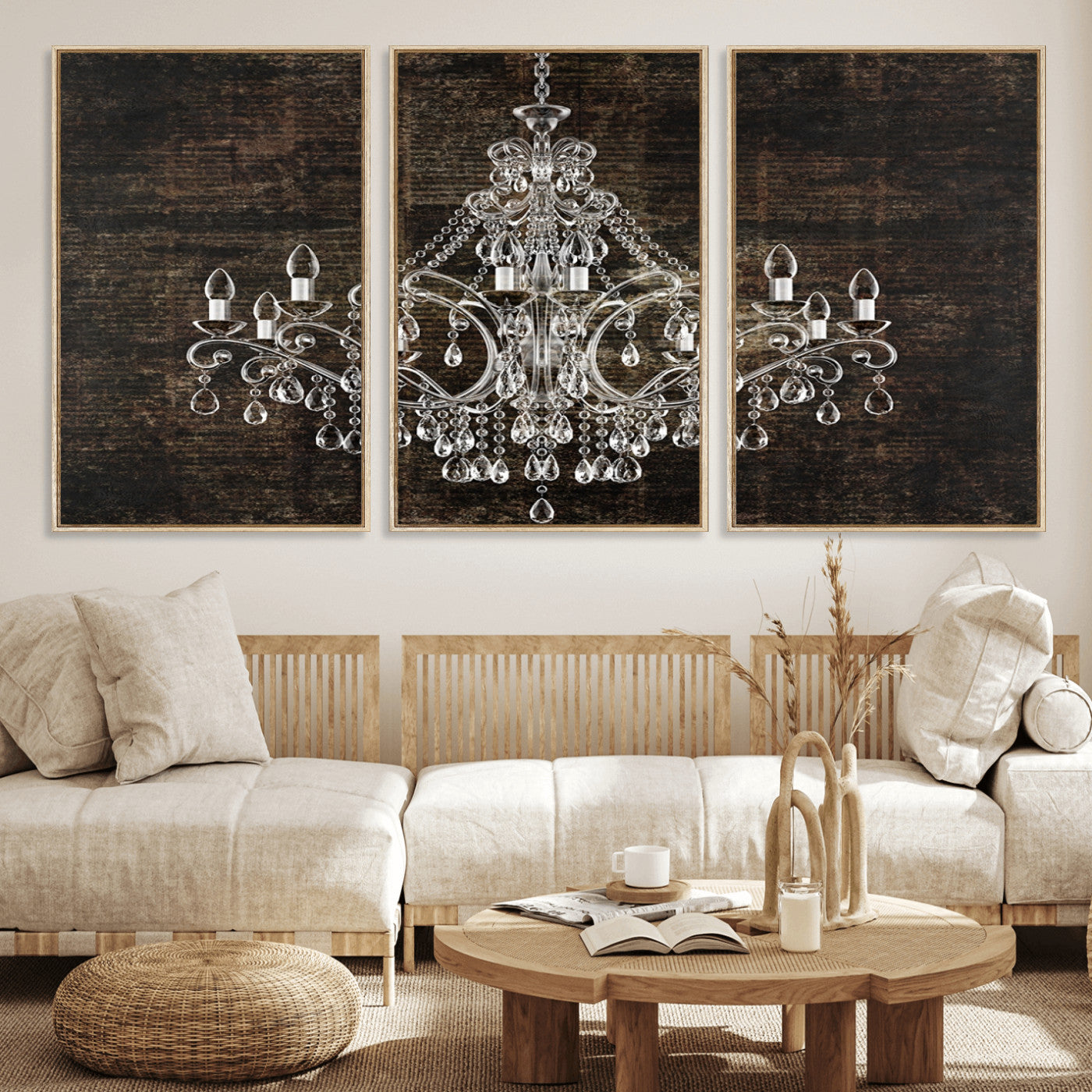MGV-FC-60X30-3P - Rustic Chandelier Canvas Print