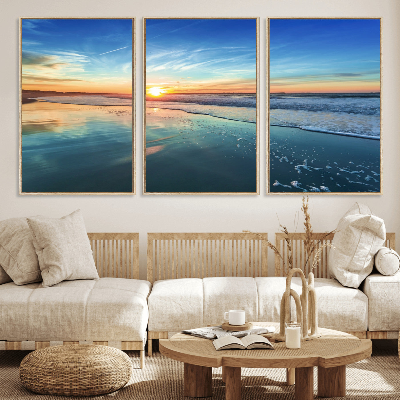 MGV-FC-60X30-3P - Blue Sky and Beach Wall Art Canvas Print