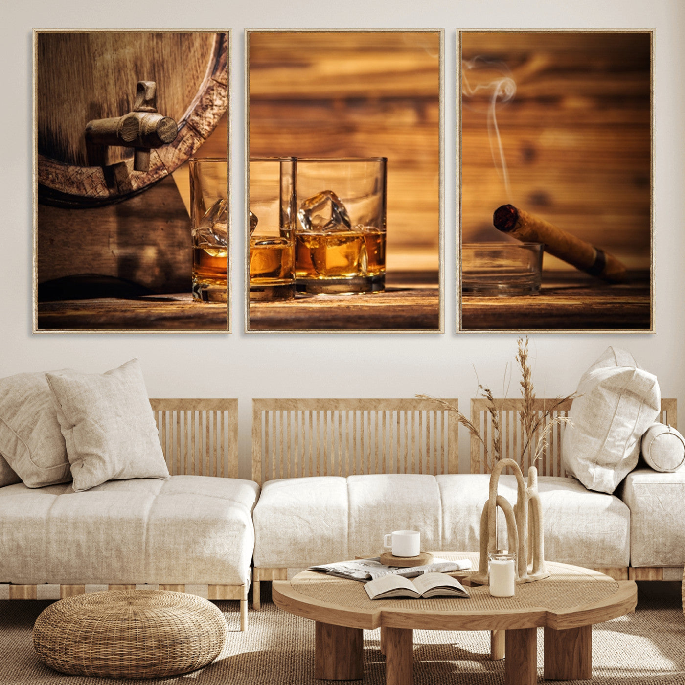 MGV-FC-60X30-3P - Rustic Whiskey and Barrel Canvas Print