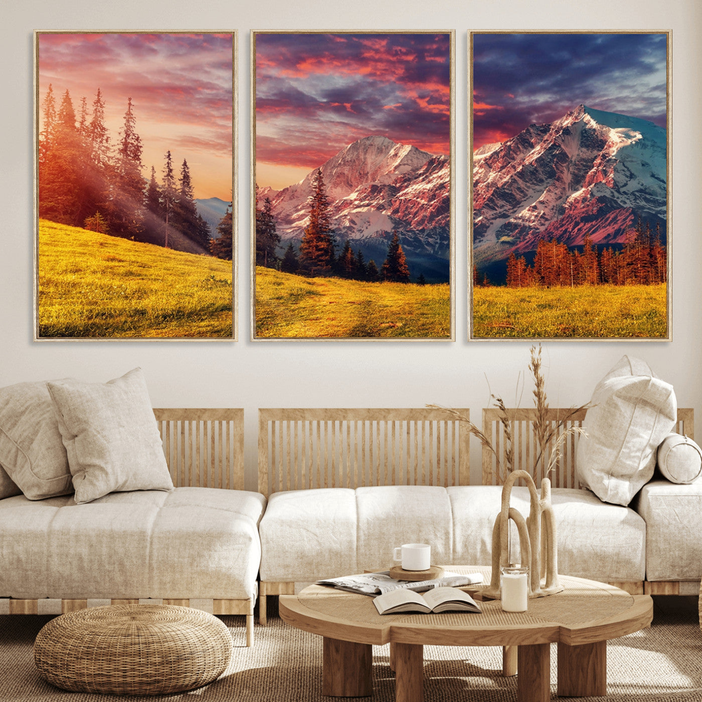 48448-MGV-CV-36X24-Mountain and Daylight Red Sunset Wall Art Canvas Print
