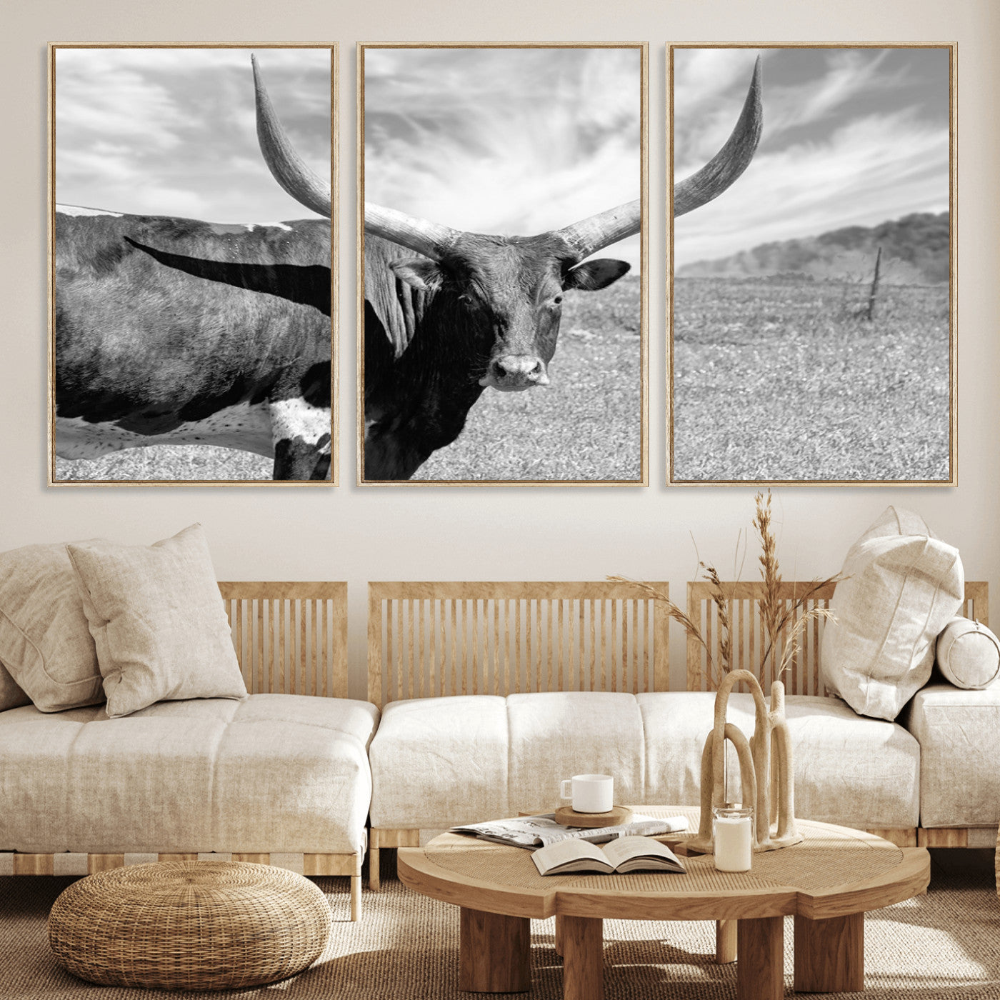 30017-MGV-CV-36X24-Cattle Wall Art Longhorn Cow Canvas Print