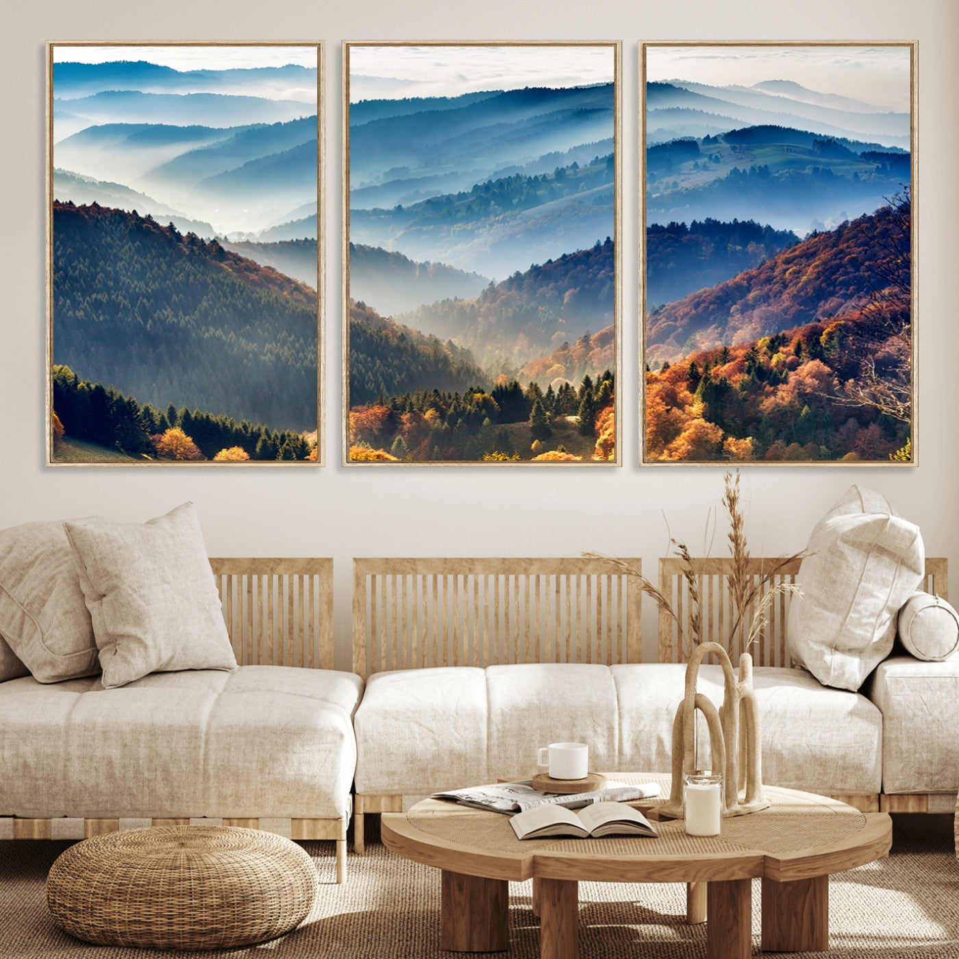 MGV-FC-60X30-3P - Mountains Forest Autumn Wall Art Canvas Print