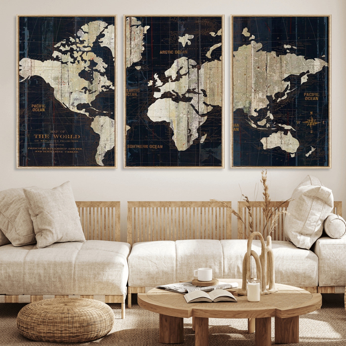 MGV-FC-60X30-3P - Push Pin World Map Canvas Print – Framed Wall Art for Couples to Track Their Travels – Anniversary