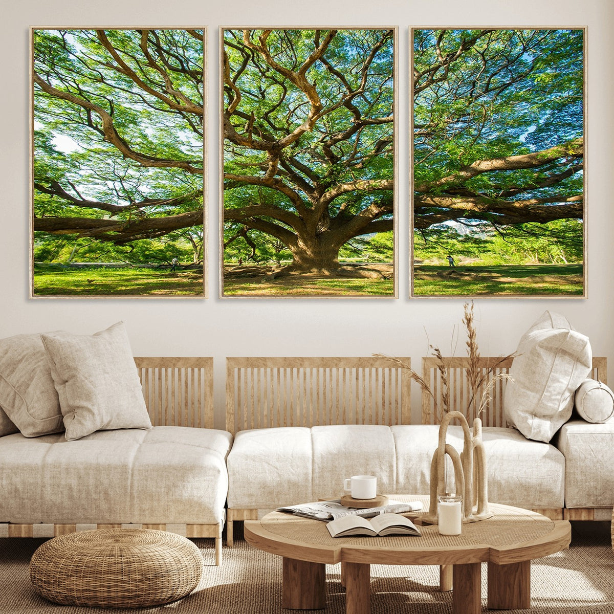 70569-MGV-CV-24X16 - Majestic Oak Tree Wall Art | Serene Nature Canvas Print with Spreading Branches